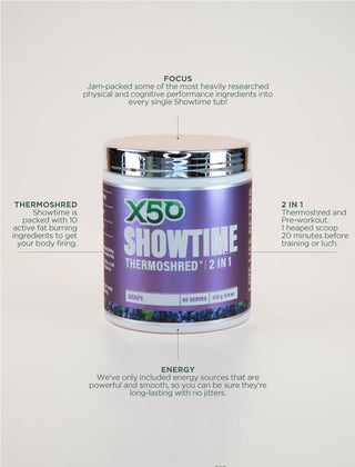 X50 SHOWTIME Thermo Fatburner (330g) - Adelaide Supplements