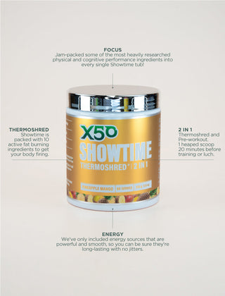 X50 SHOWTIME Thermo Fatburner (330g) - Adelaide Supplements