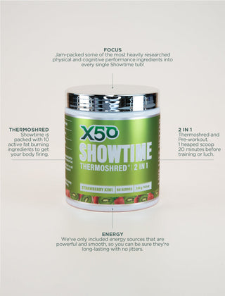 X50 SHOWTIME Thermo Fatburner (330g) - Adelaide Supplements