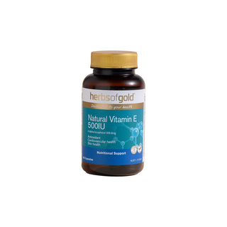 Natural Vitamin E 500IU by Herbs of Gold 50 Capsules - Adelaide Supplements