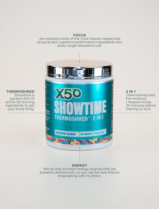 X50 SHOWTIME Thermo Fatburner (330g) - Adelaide Supplements